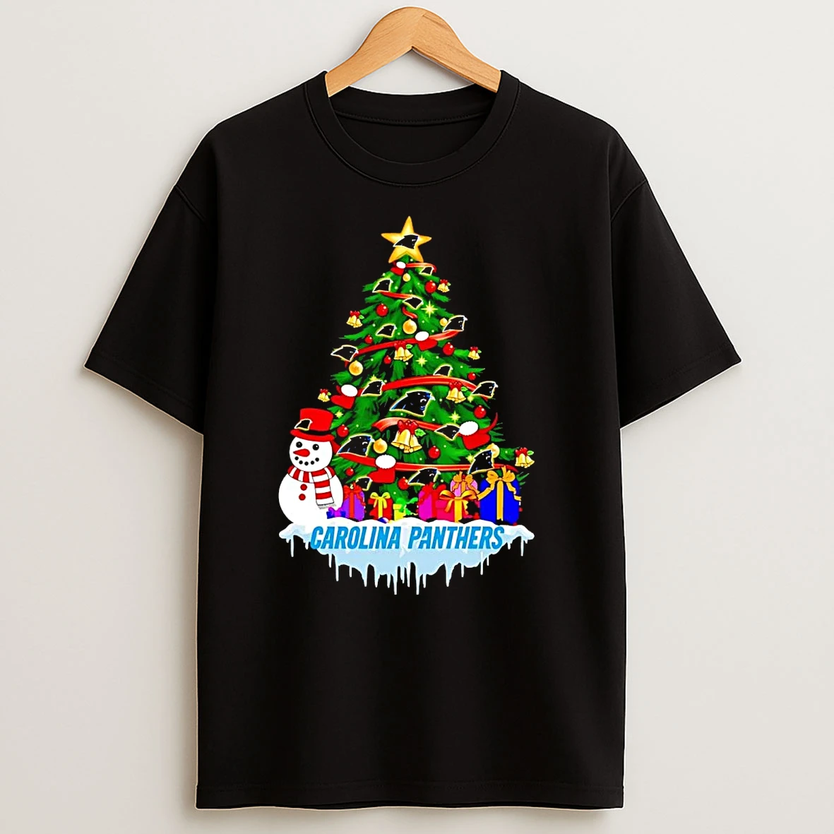 Carolina Panthers Merry Christmas Tree T Shirts