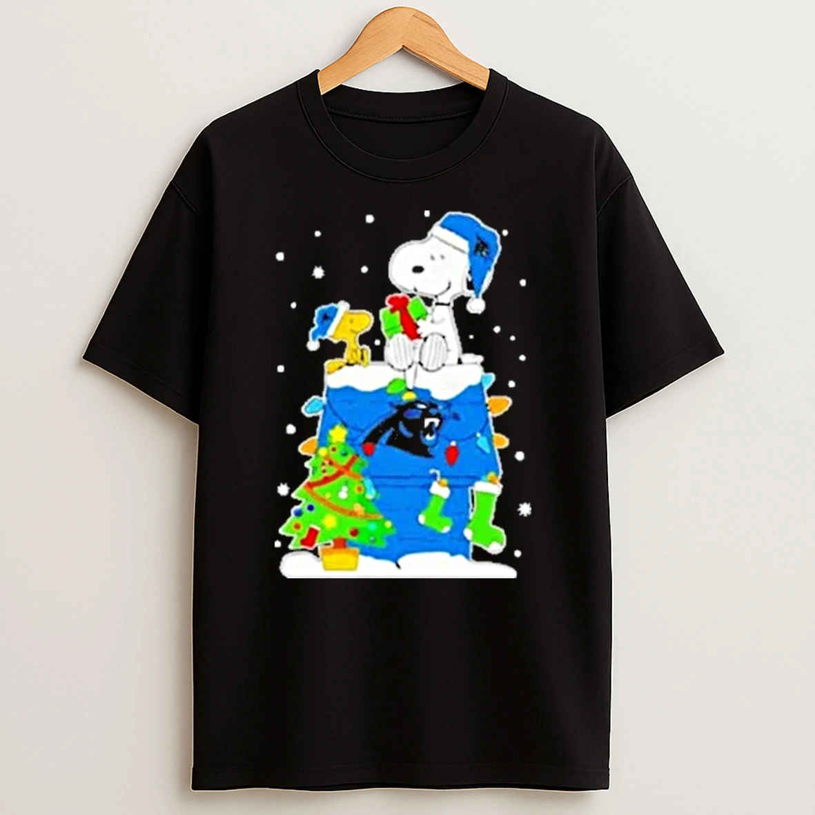 Carolina Panthers Snoopy And Woodstock Christmas Shirts