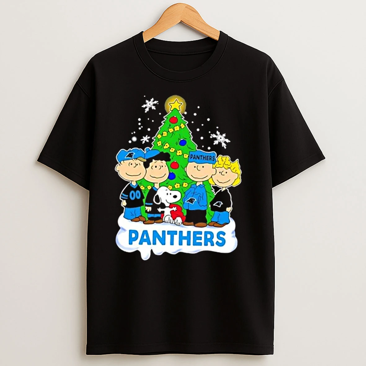 Carolina Panthers X Peanuts Snoopy And Friends Christmas Tree T Shirts