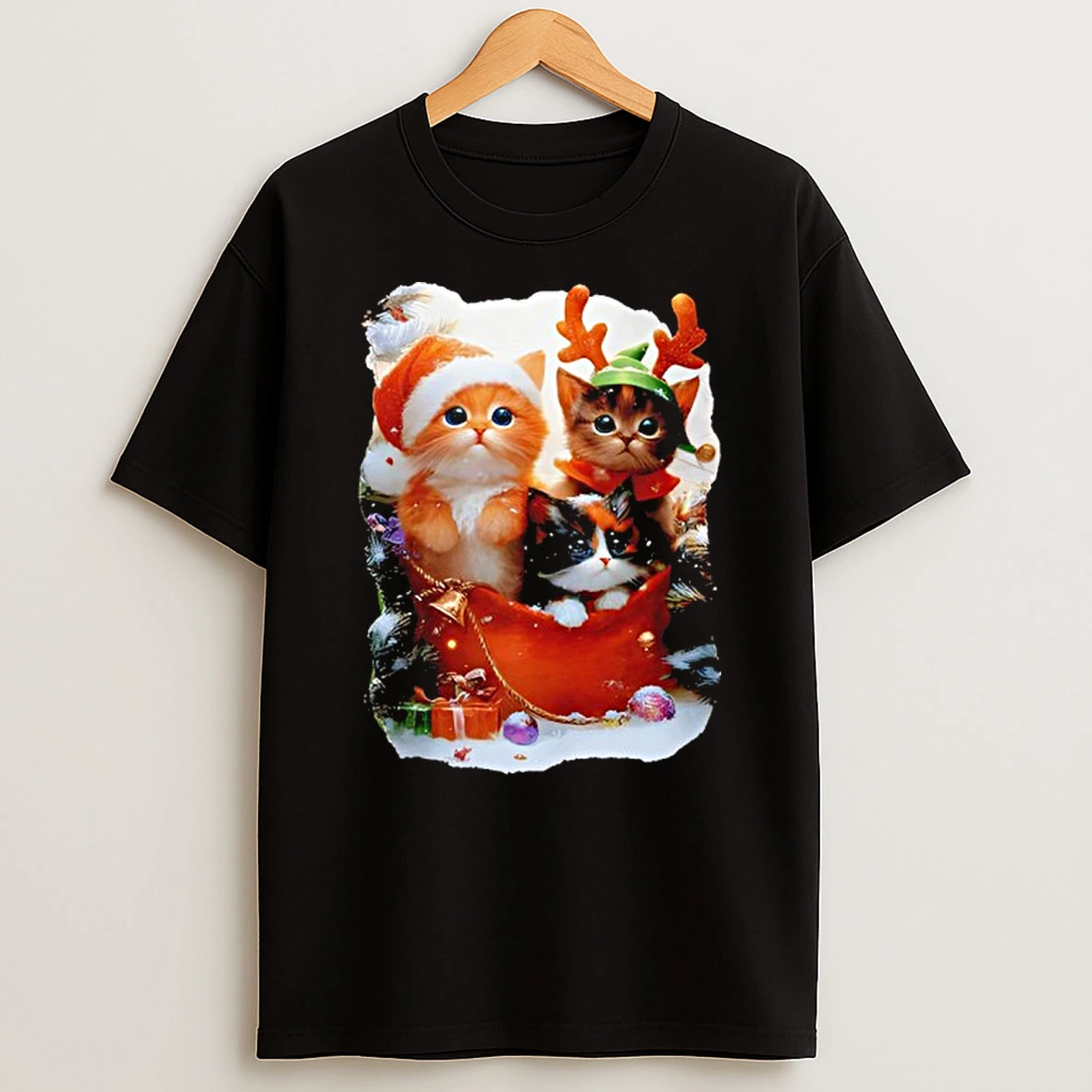 Cat Christmas Light Santa Xmas Decorations Meowy Shirts