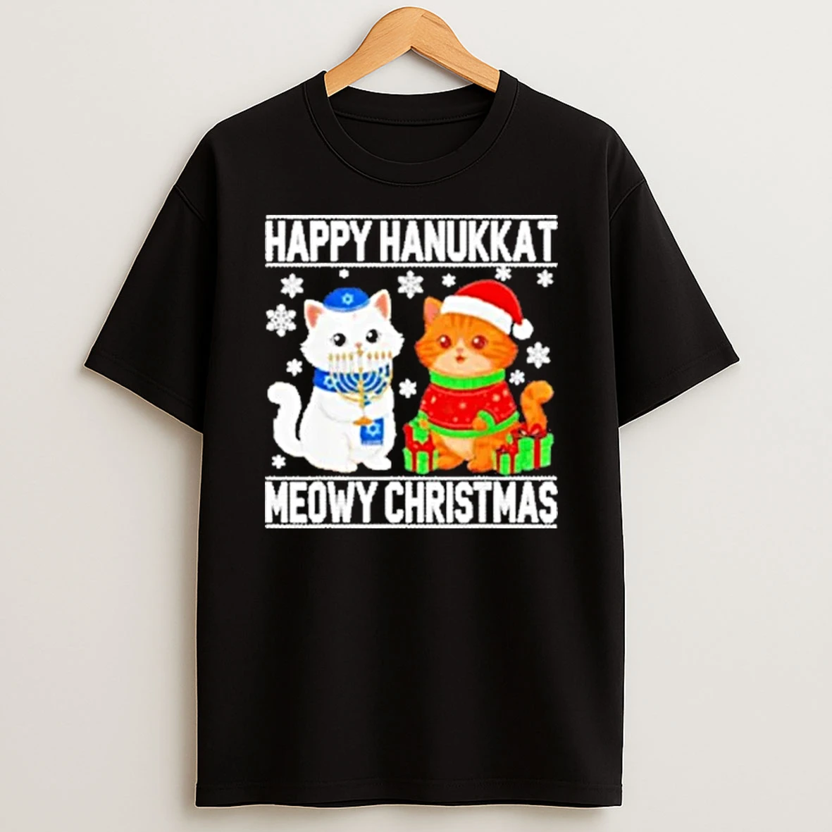 Cat Merry Christmas Happy Hanukkah Shirts