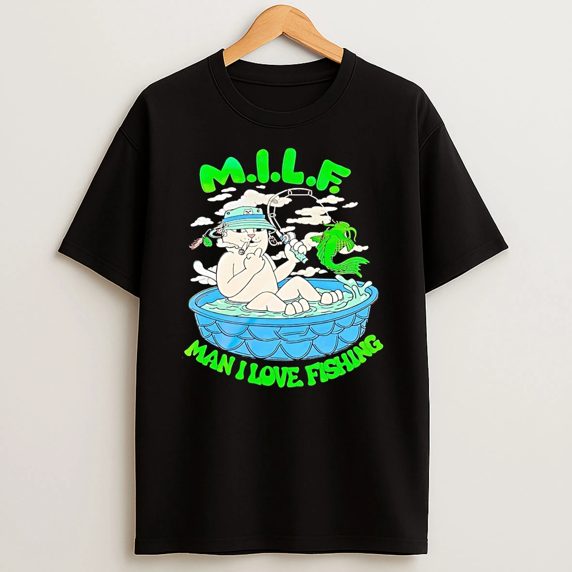 Cat Milk Man I Love Fishing Shirts