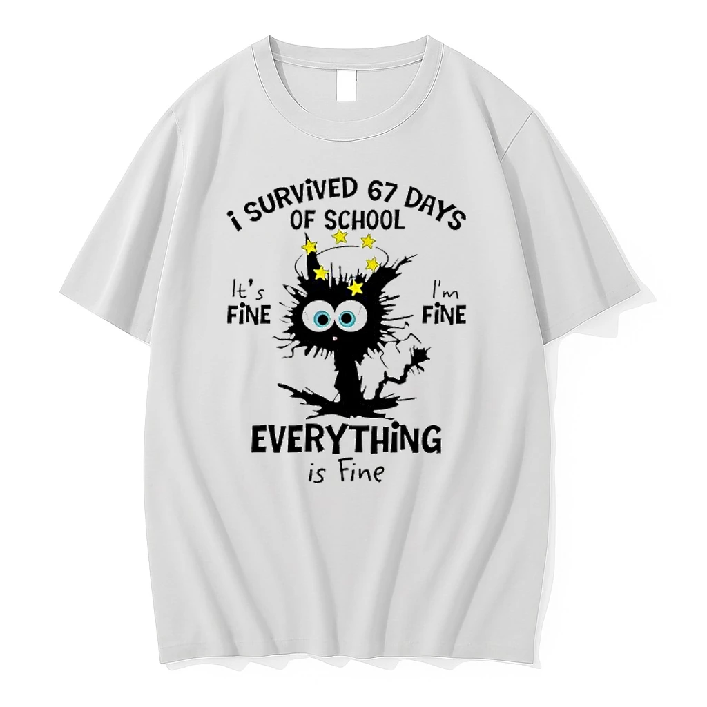 Cat I Survived 67 Days Of School Everything If Fine Shirts