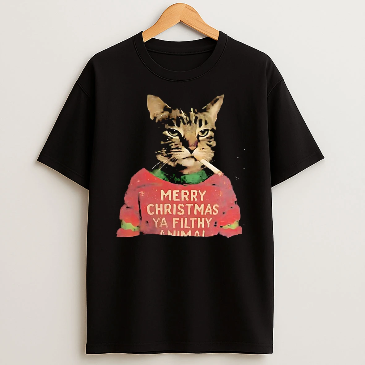 Cat Smoking Merry Christmas Ya Filthy Animal Shirts
