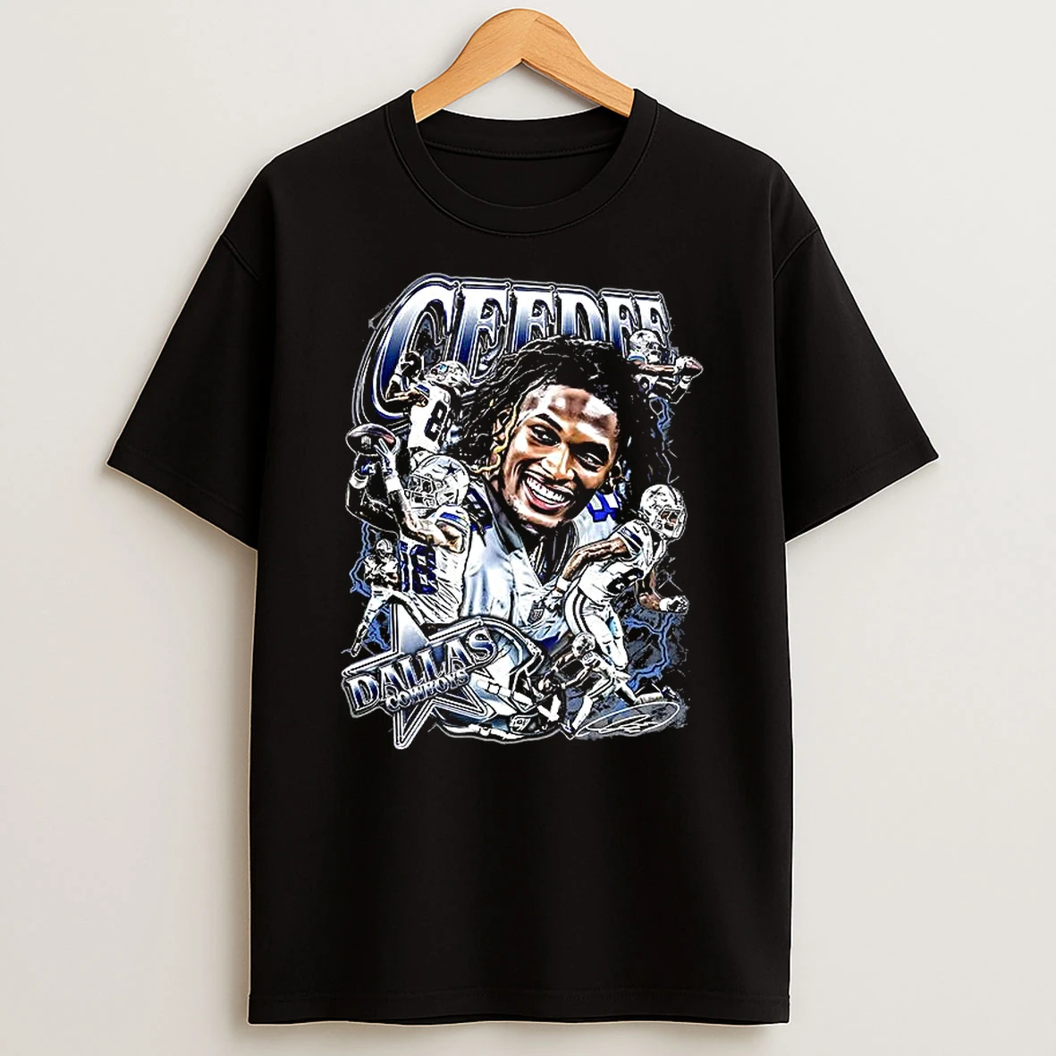 Ceedee Lamb Dallas Cowboys Football Number 88 Lighting Graphic Signature Shirts