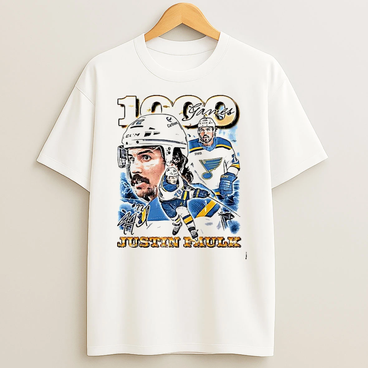Celebrate Justin 1000th Game Signature Shirts