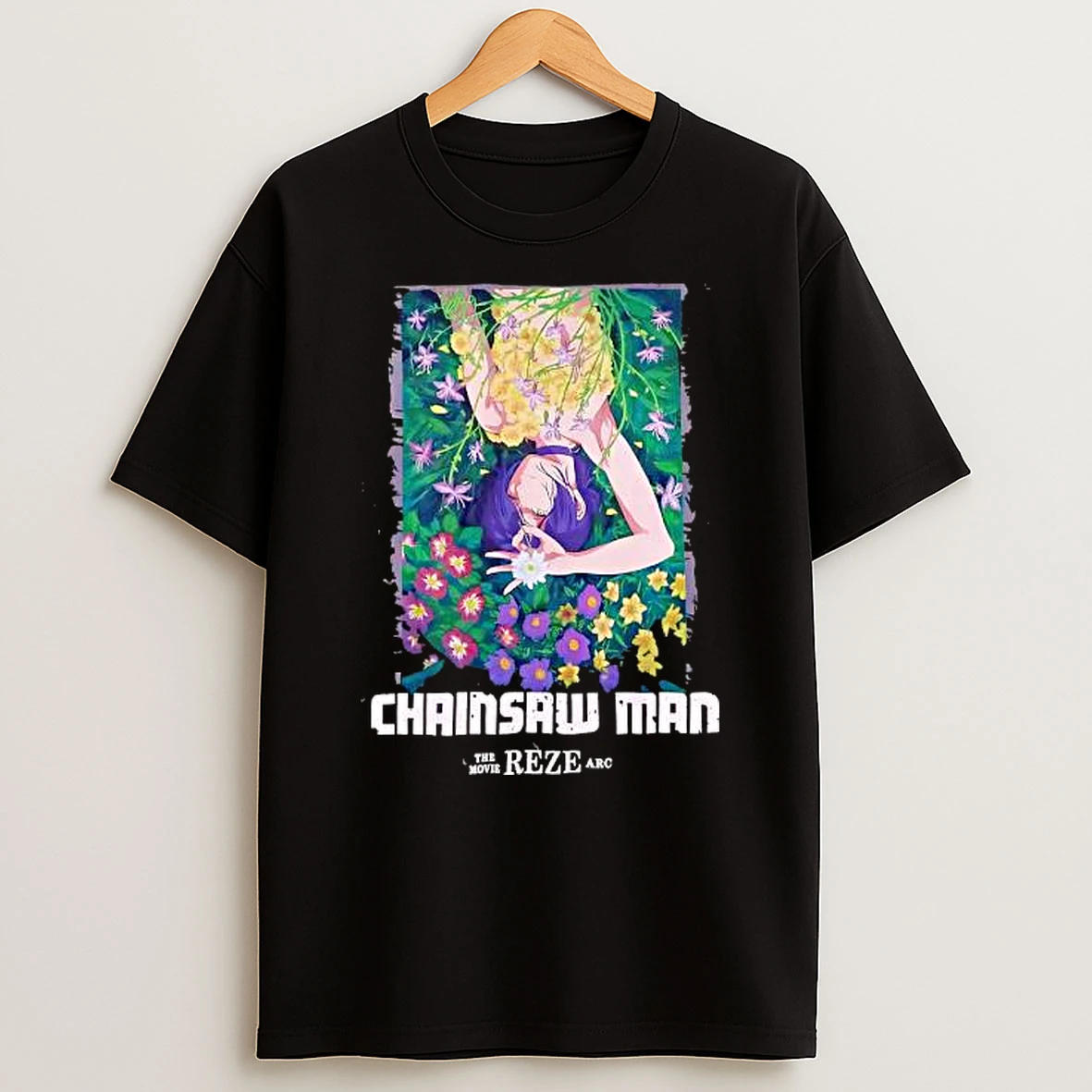 Chainsaw Man The Movie Reze Arc Flower Dark Wash Shirts
