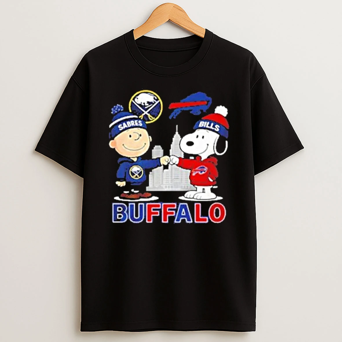 Charlie Brown Buffalo Sabres Touch Hand Snoopy Buffalo Bills Skyline Shirts