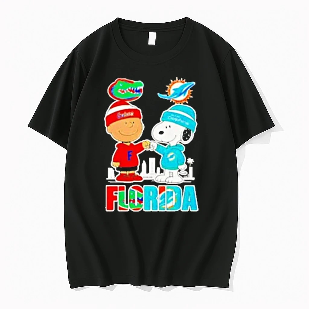 Charlie Brown Florida Gators And Snoopy Miami Dolphins Shirts
