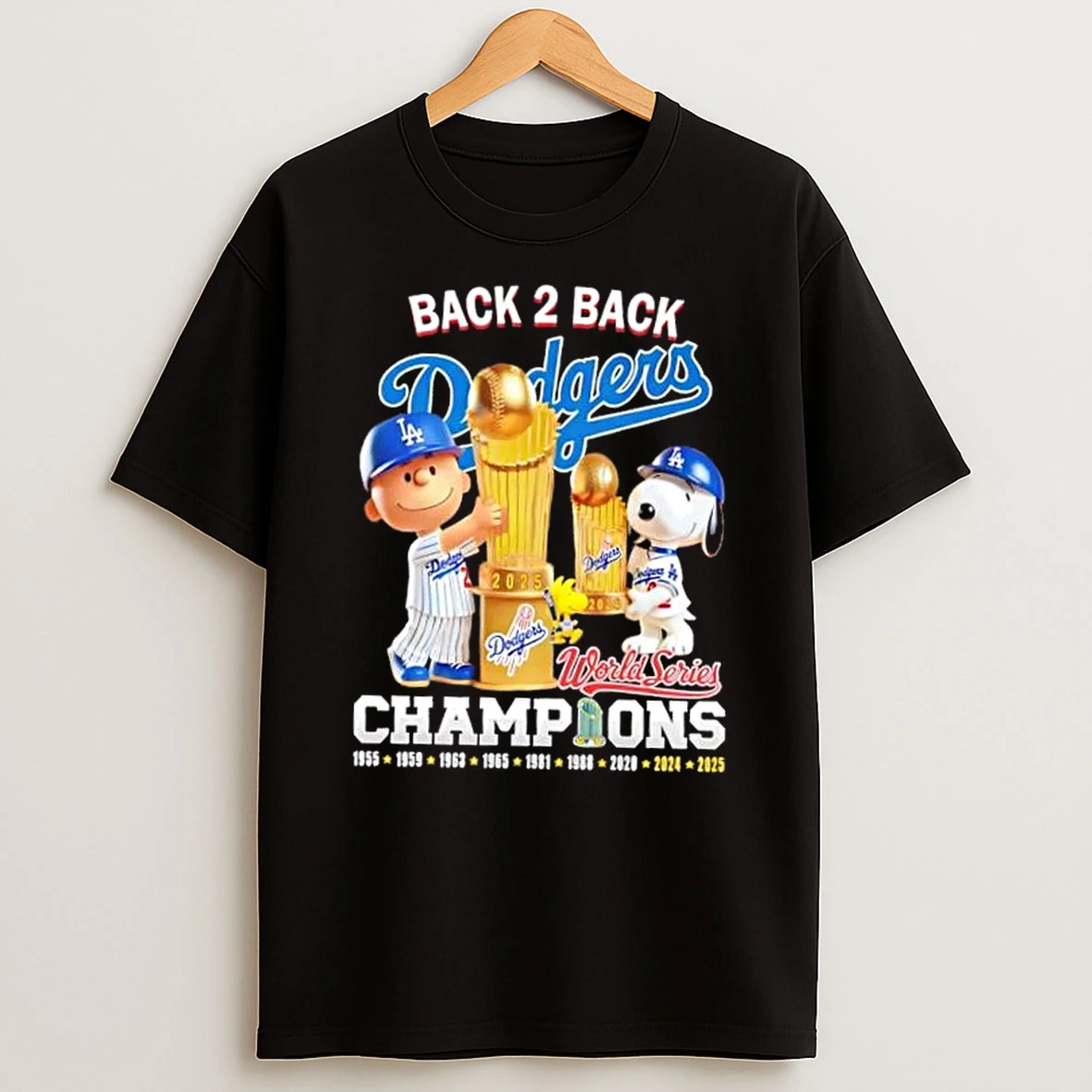 Charlie Brown And Snoopy Back 2 Back Los Angeles Dodgers World Series Champions 9x Times Shirts