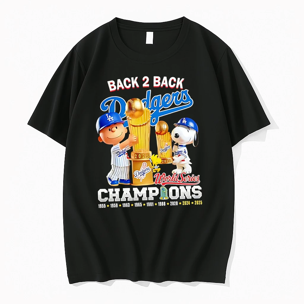 Charlie Brown And Snoopy Los Angeles Dodgers Snoopy Back 2 Back Champions Shirts