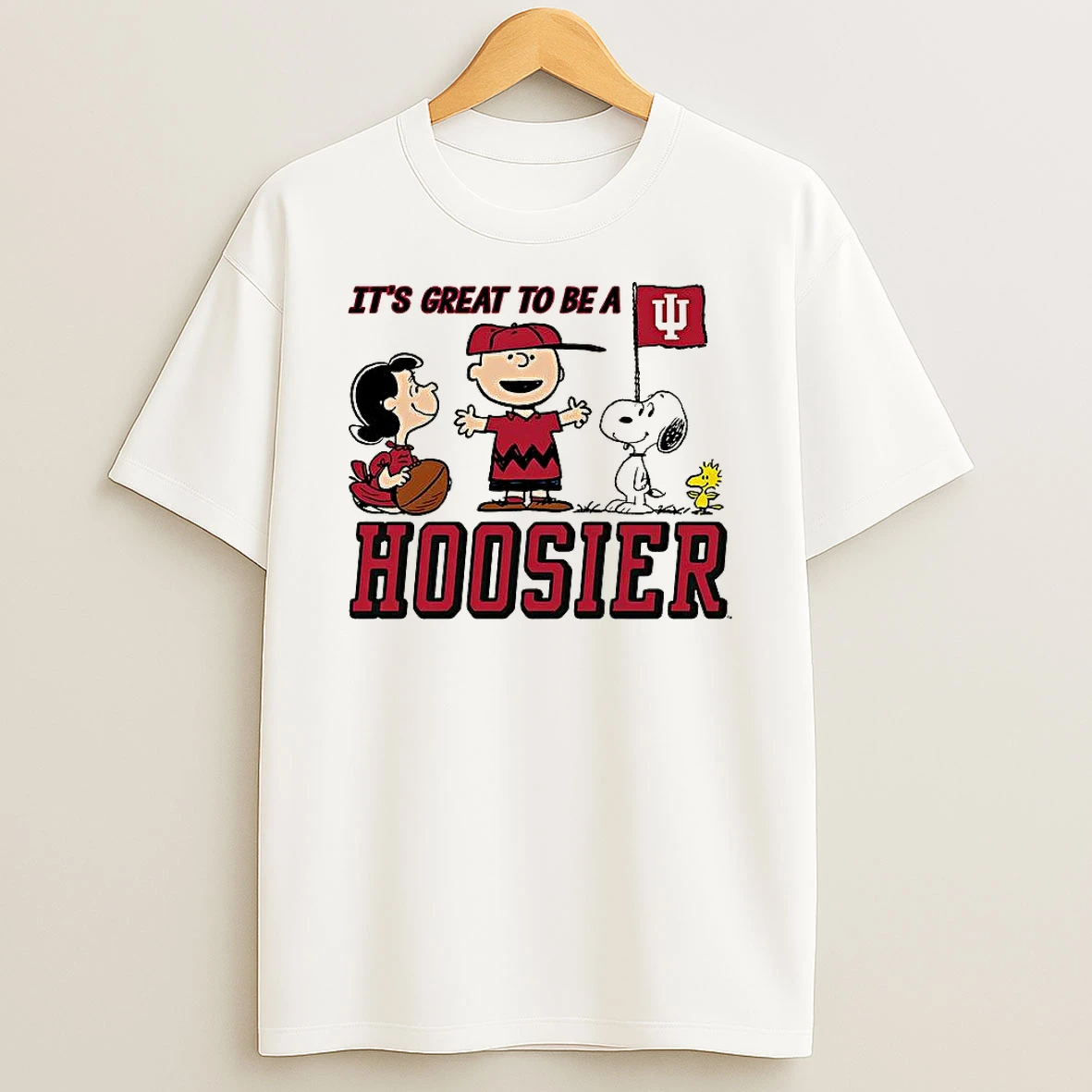 Charlie Brown And Friends X Indiana Hoosiers Football Its Great To Be A Hoosier Shirts