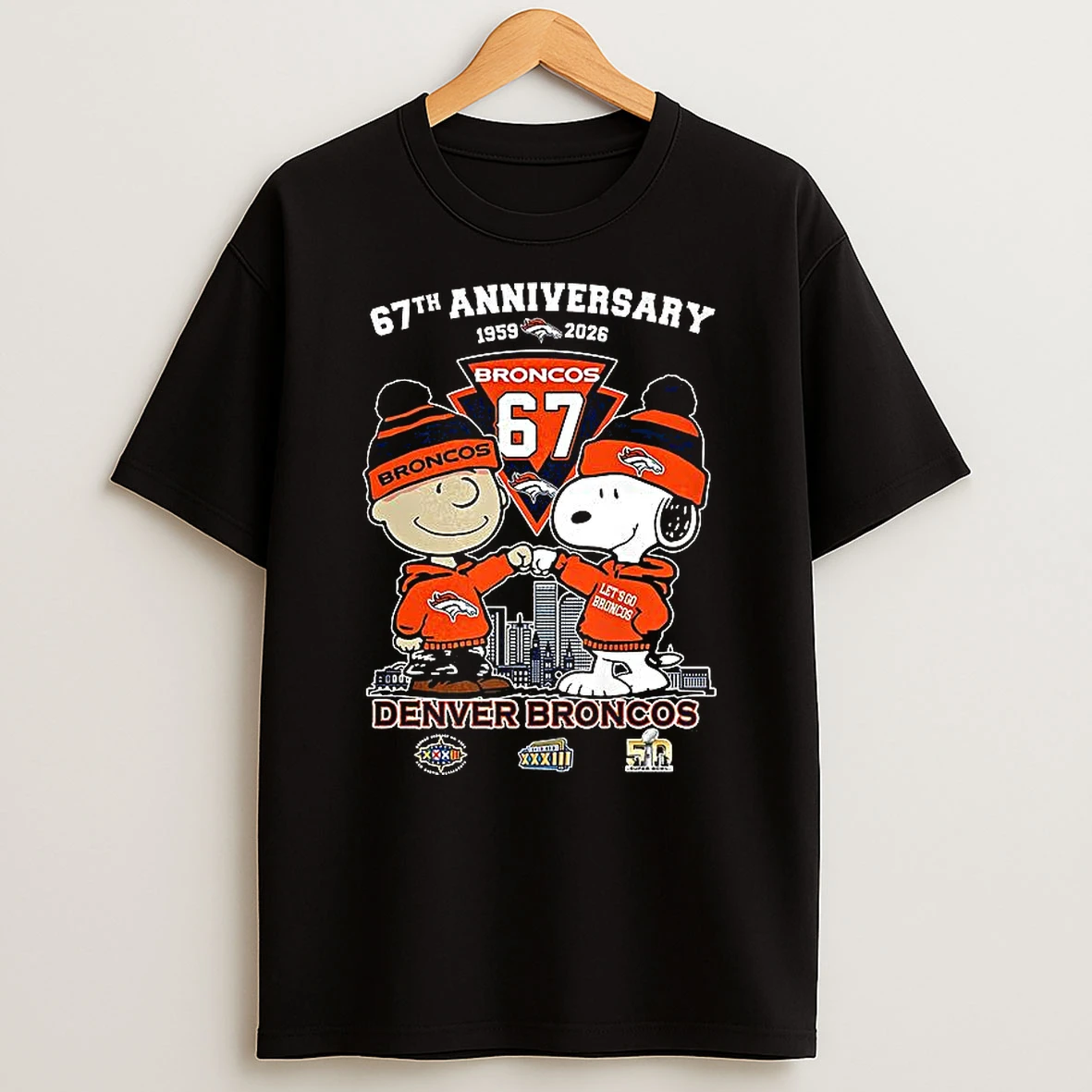 Charlie Brown Touch Hands Snoopy Denver Broncos 67th Anniversary 1959 2026 Shirts