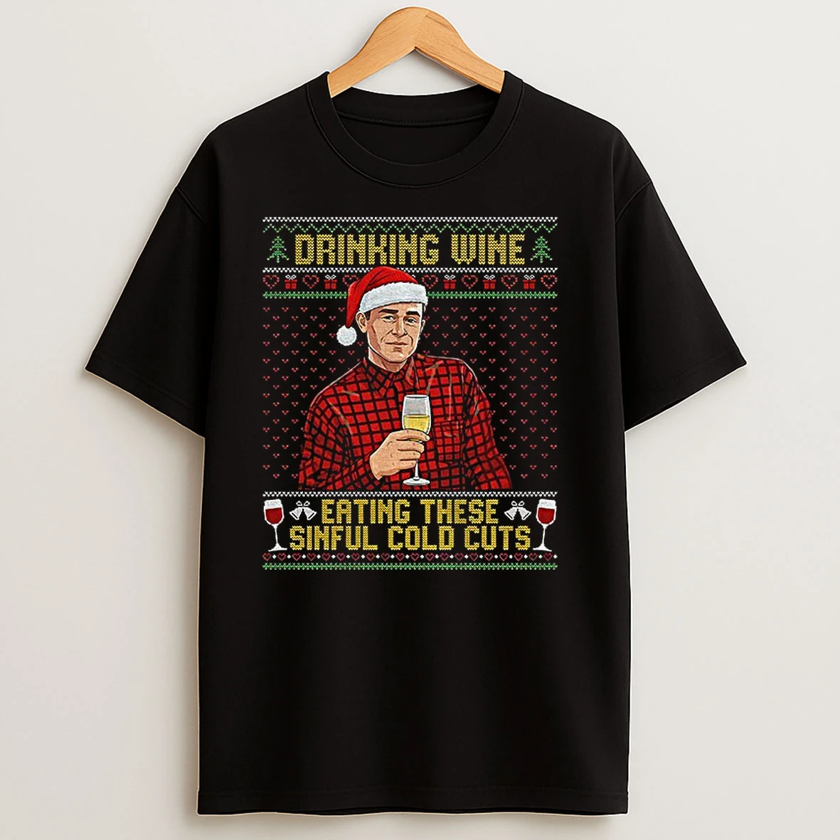 Charlie Hunnam Drinking Wine Eating These Sinful Cold Cuts Christmas T Shirts