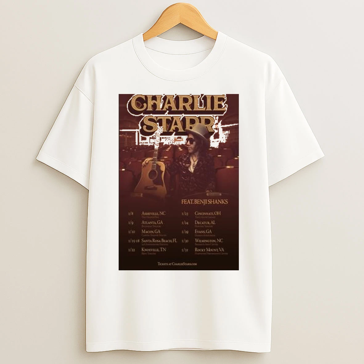 Charlie Starr 2026 Acoustic Tour Circle White T Shirts