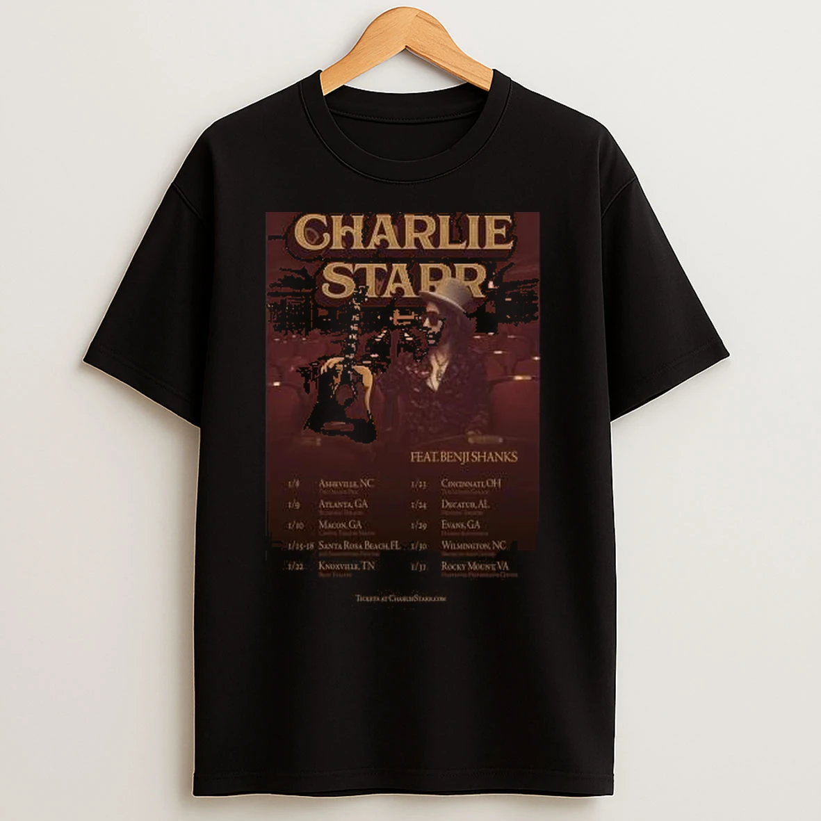 Charlie Starr Tour Acoustic 2026 Circle Black T Shirts