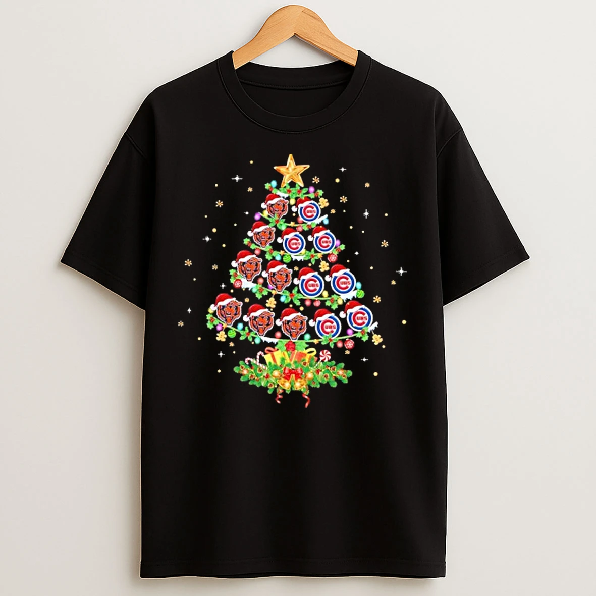 Chicago Bear Cubs Logo Tree Christmas T Shirts