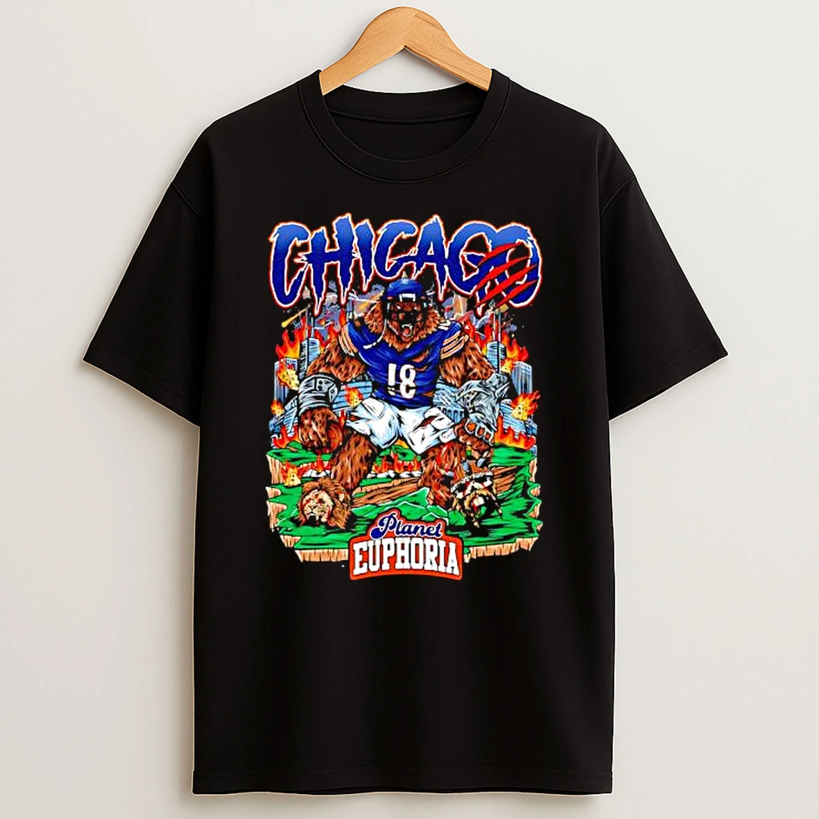 Chicago Bear Monster Football 18 Planet Euphoria Limited Design Extremely Rare Shirts