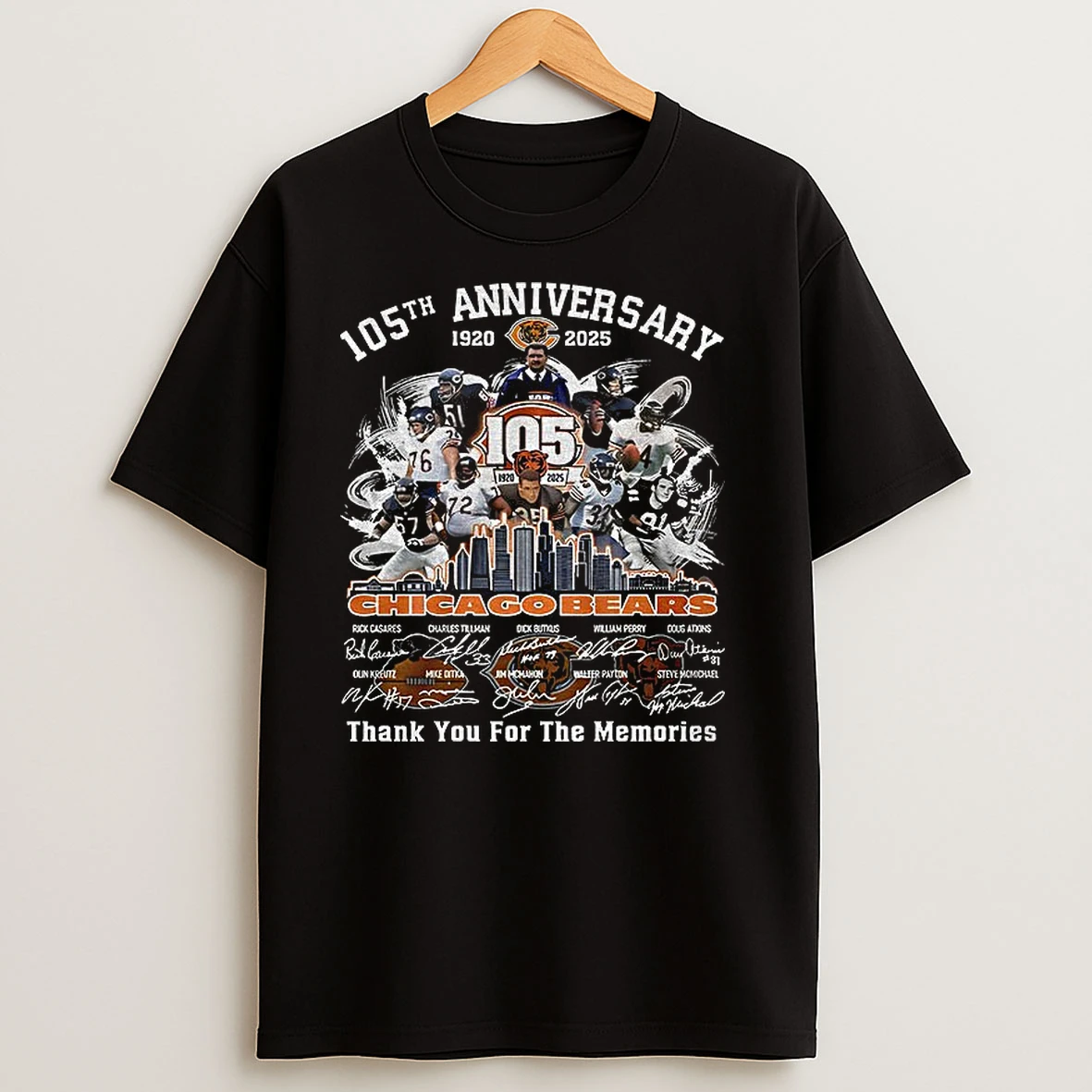 Chicago Bears 105th Anniversary 1920 2025 Bear Down Thank You For The Memories Signatures T Shirts