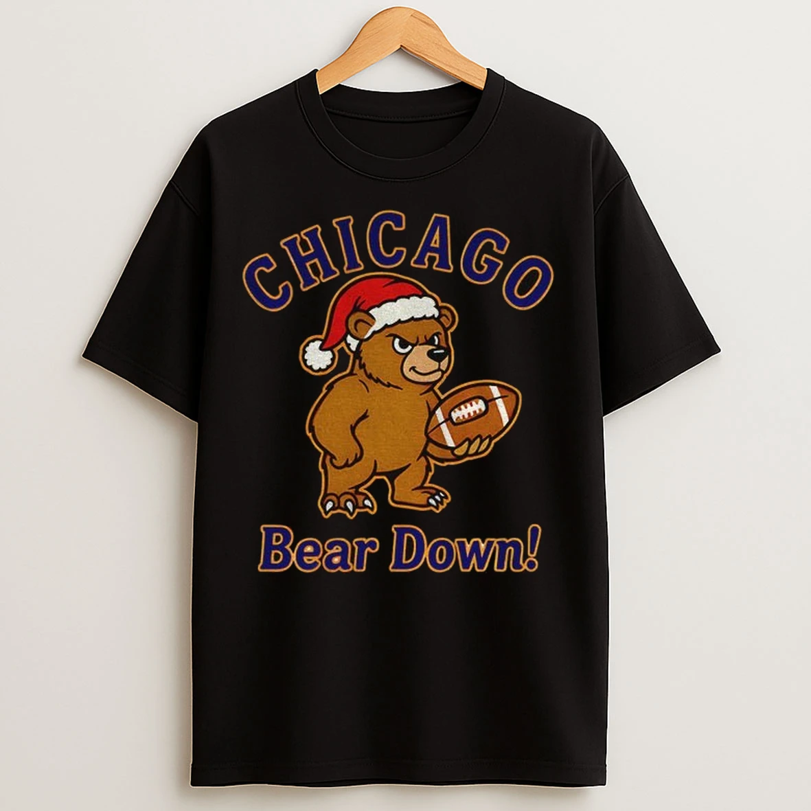 Chicago Bears Football Mascot Santa Hat Bear Down Nfl Christmas T Shirts
