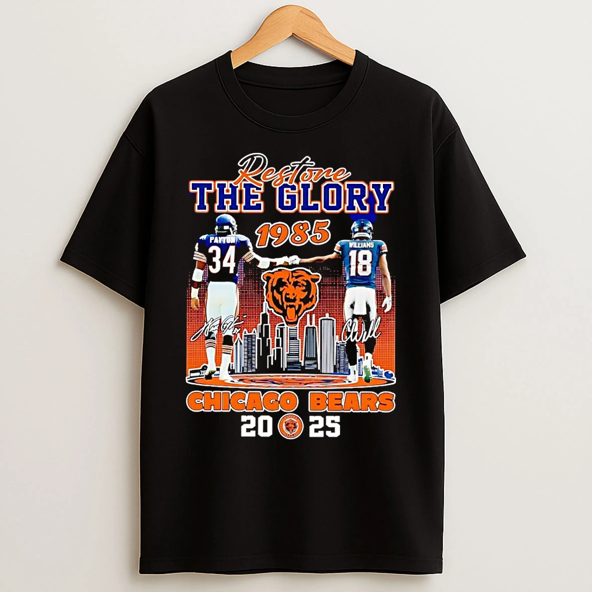 Chicago Bears Payton And Williams Restore The Glory 2025 Skyline T Shirts