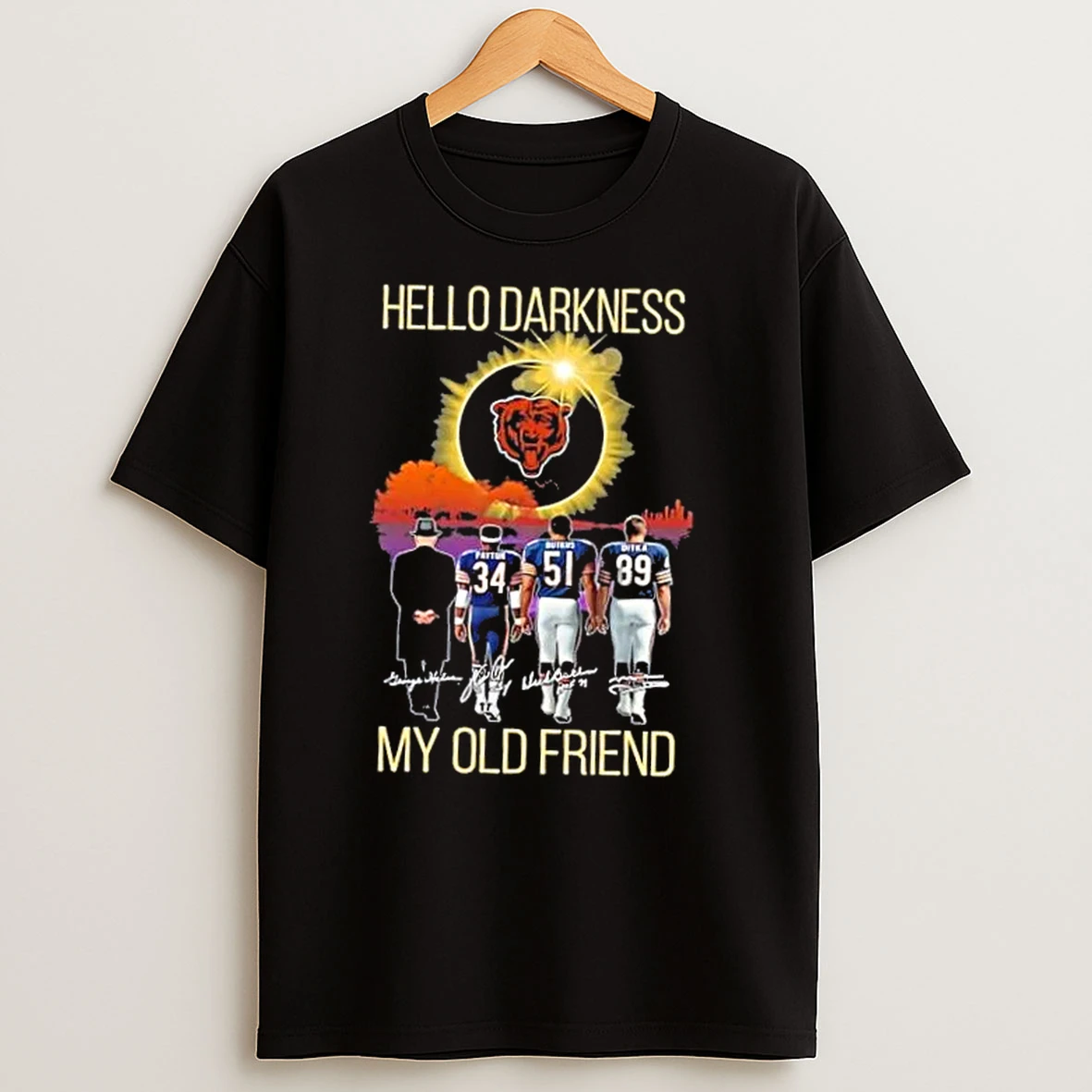 Chicago Bears Walter Payton And Legends Hello Darkness My Old Friend Signatures T Shirts