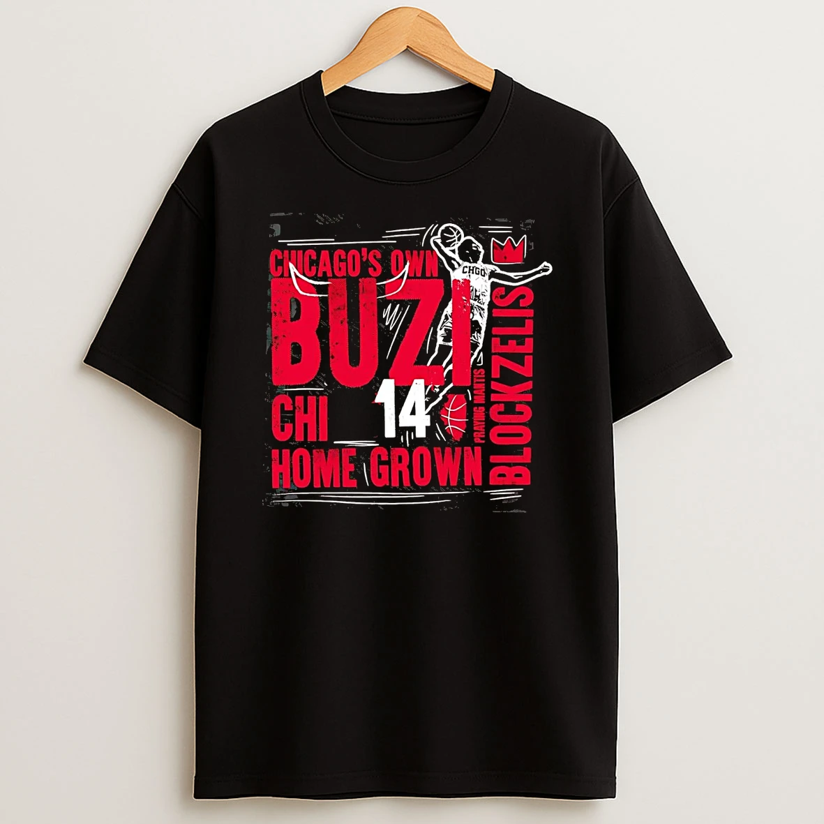 Chicago Bulls Home Grown Basketball Praying Mantis Block Buzelis Shirts