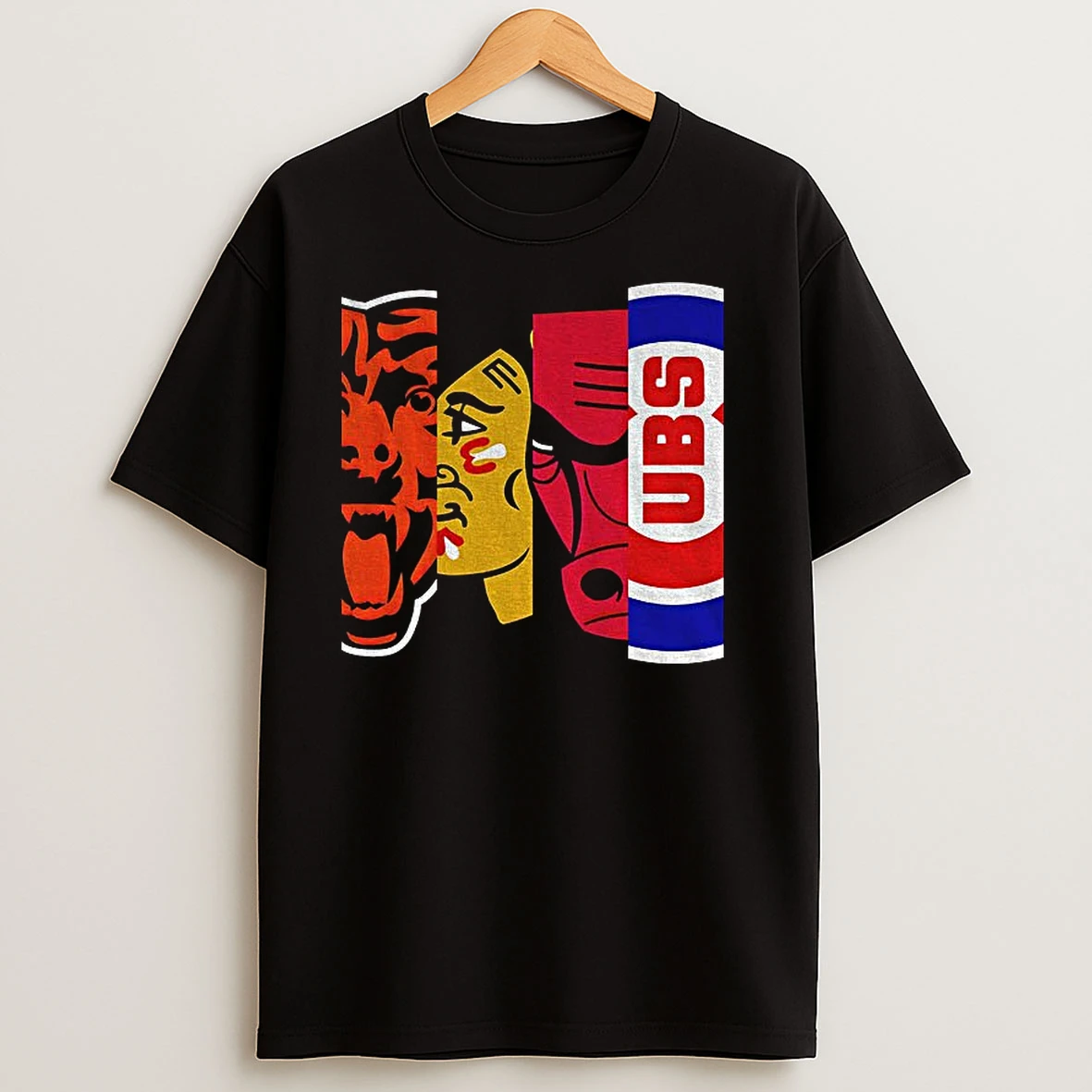 Chicago Teams Chicago Bears Blackhawks Bulls And Cubs Logo 2025 T Shirts