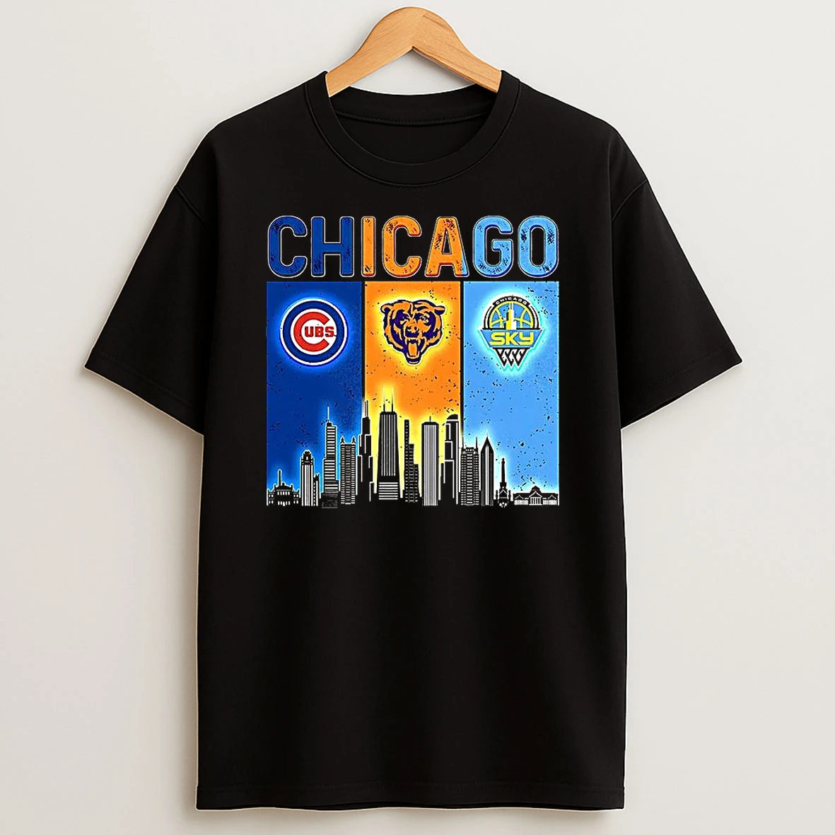 Chicago Sports Teams Cubs Bears Sky Logo Skyline Shirts