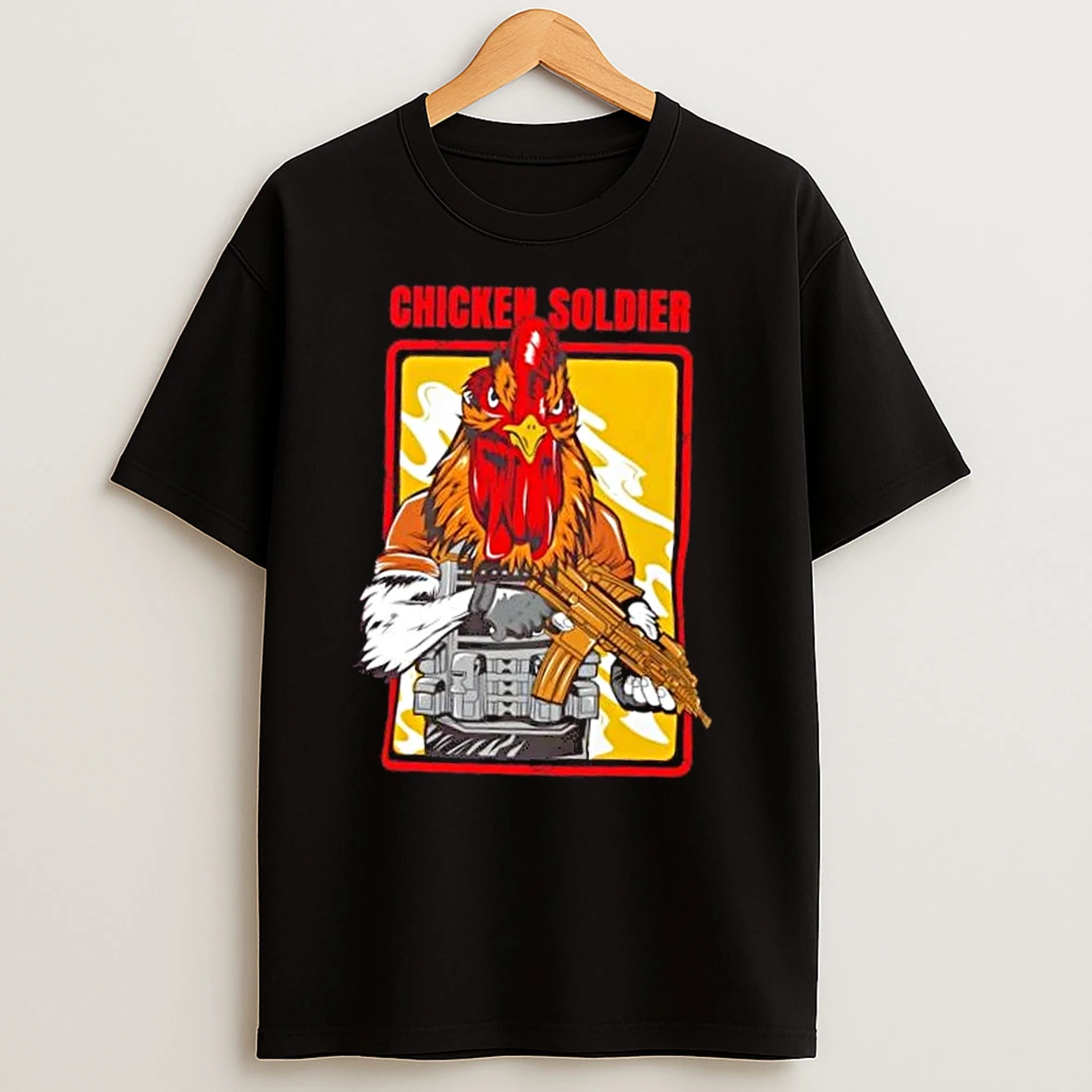 Chicken Soldier Funny Combat Cartoon T Shirts