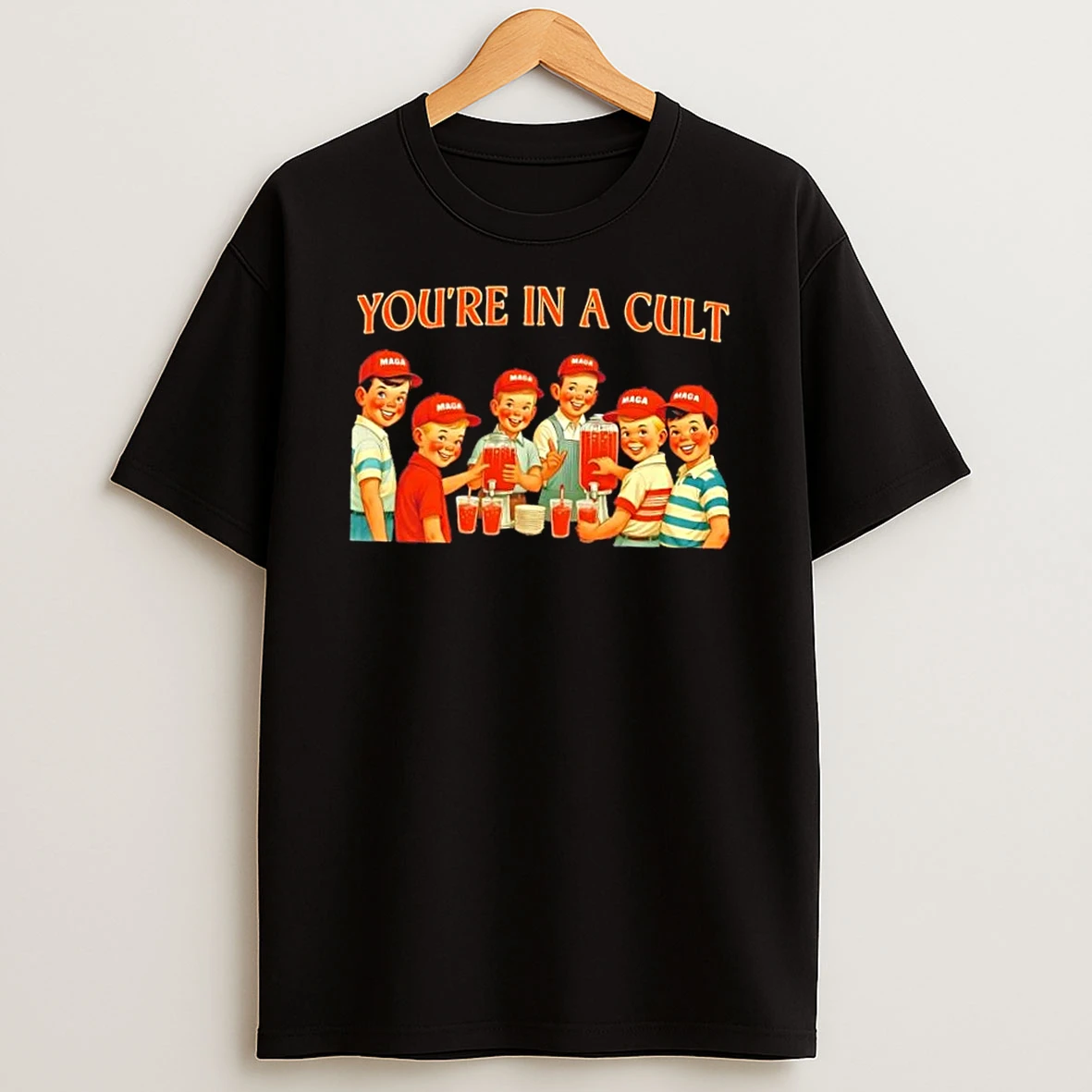 Children Wearing Maga Red Hat Youre In A Cult Shirts