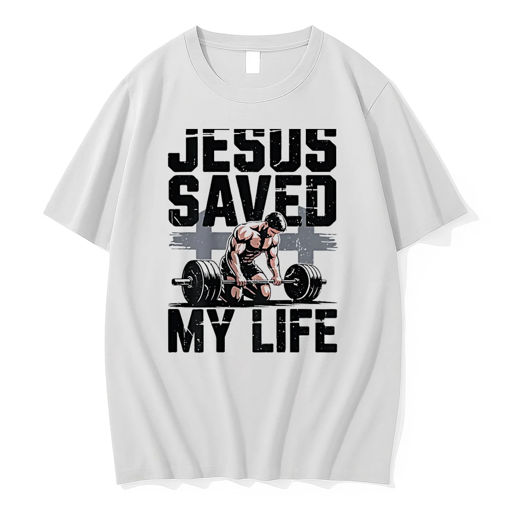 Christian Gym Christ Jesus Saved My Life Workout God Muscle Shirts