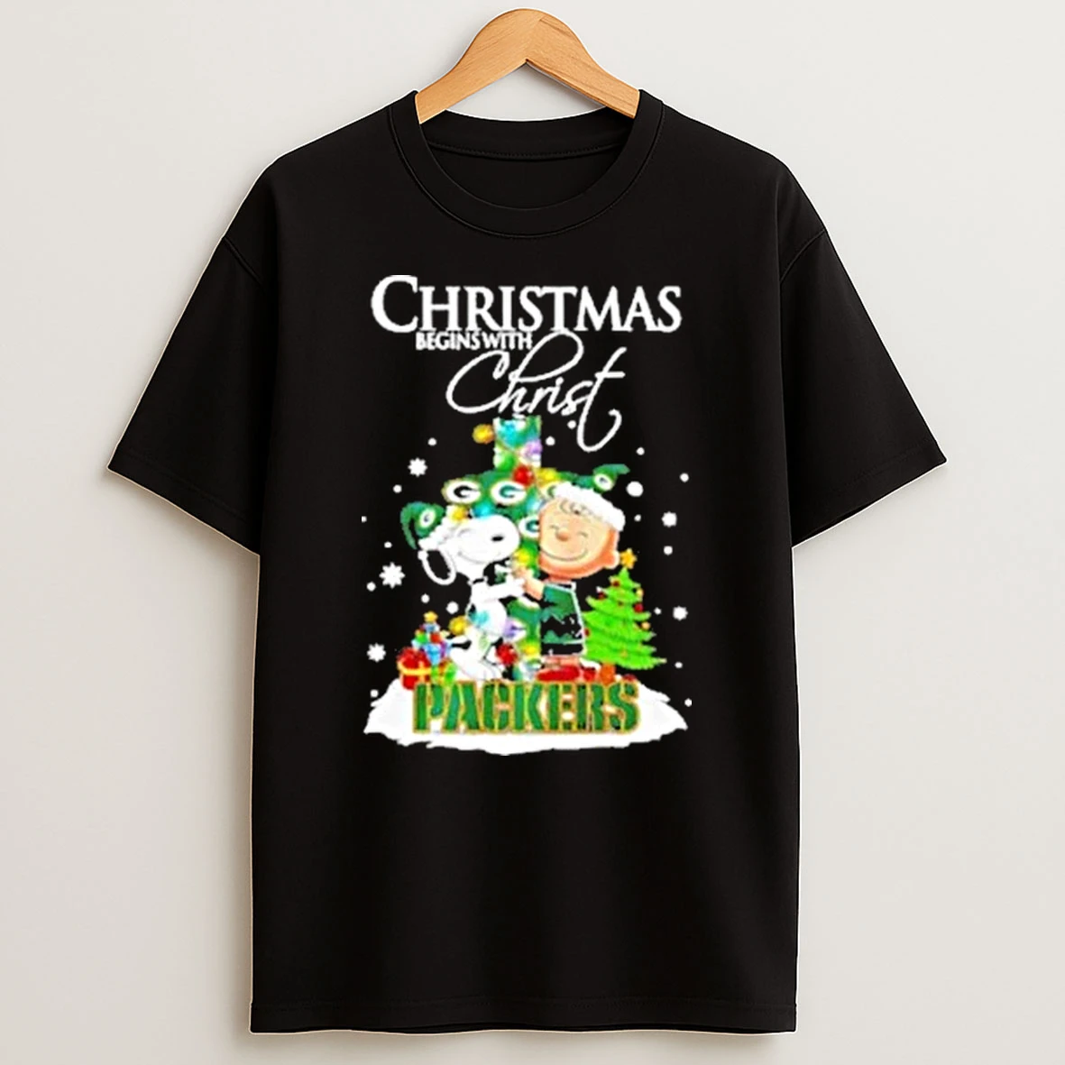 Christmas Begins With Christ Green Bay Packers X Snoopy And Charlie Brown Shirts