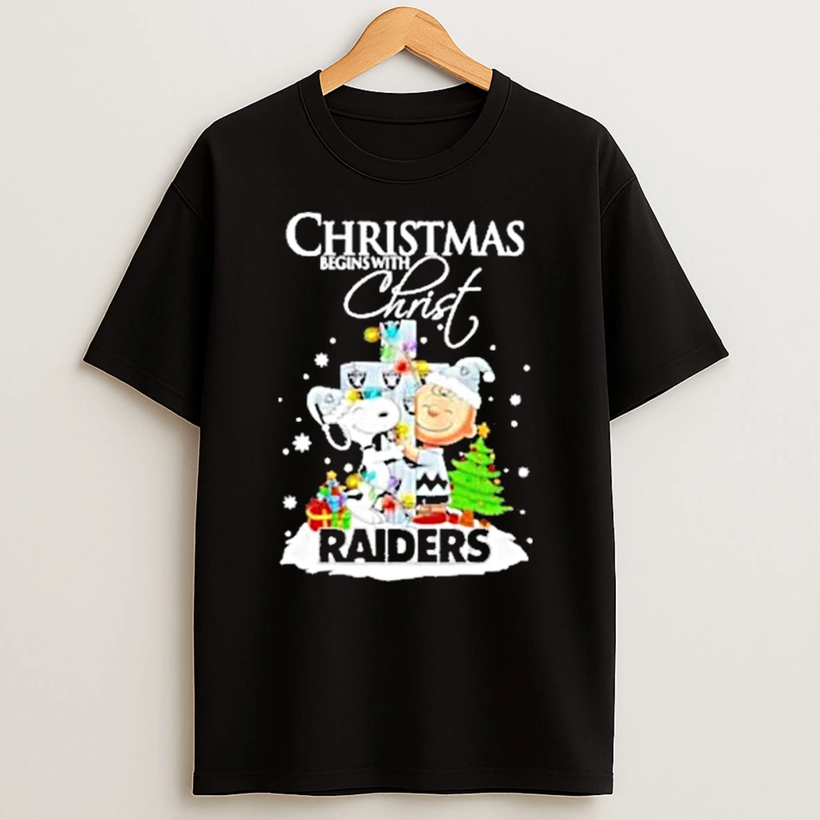 Christmas Begins With Christ Las Vegas Raiders X Snoopy And Charlie Brown Shirts