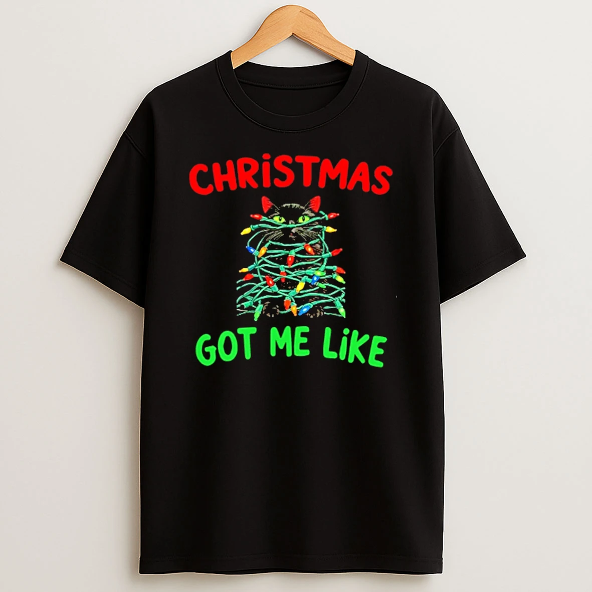 Christmas Got Me Like Black Cat Lights Shirts