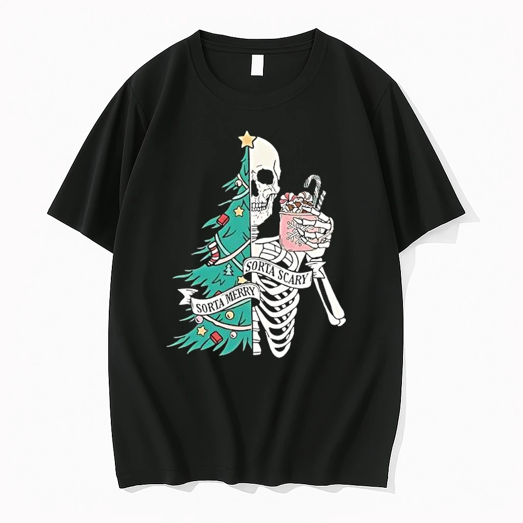 Christmas Sorta Merry Sorta Scary Skeleton Xmas Shirts
