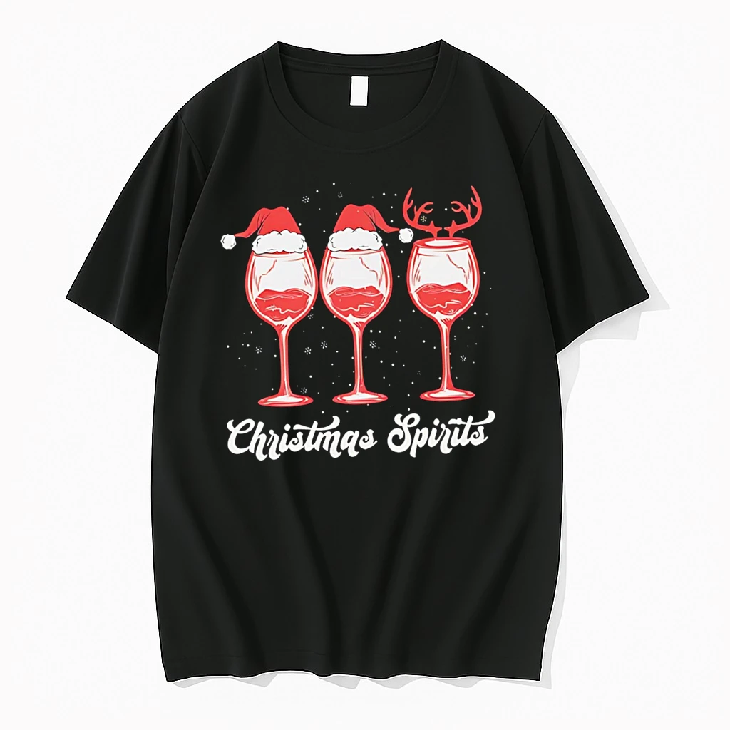 Christmas Spirits Glasses Of Wine Holiday Shirts