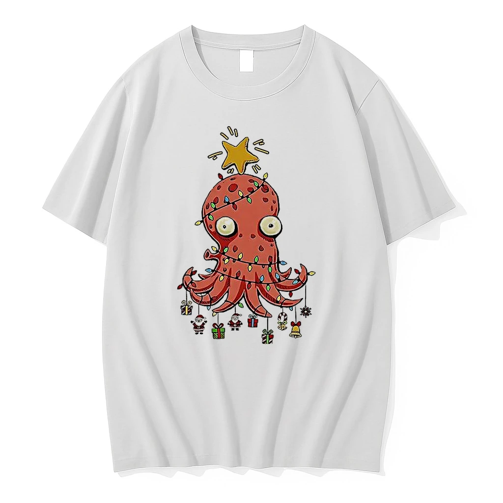 Christmas Octopus Tree Wrapped In Light Cords Shirts
