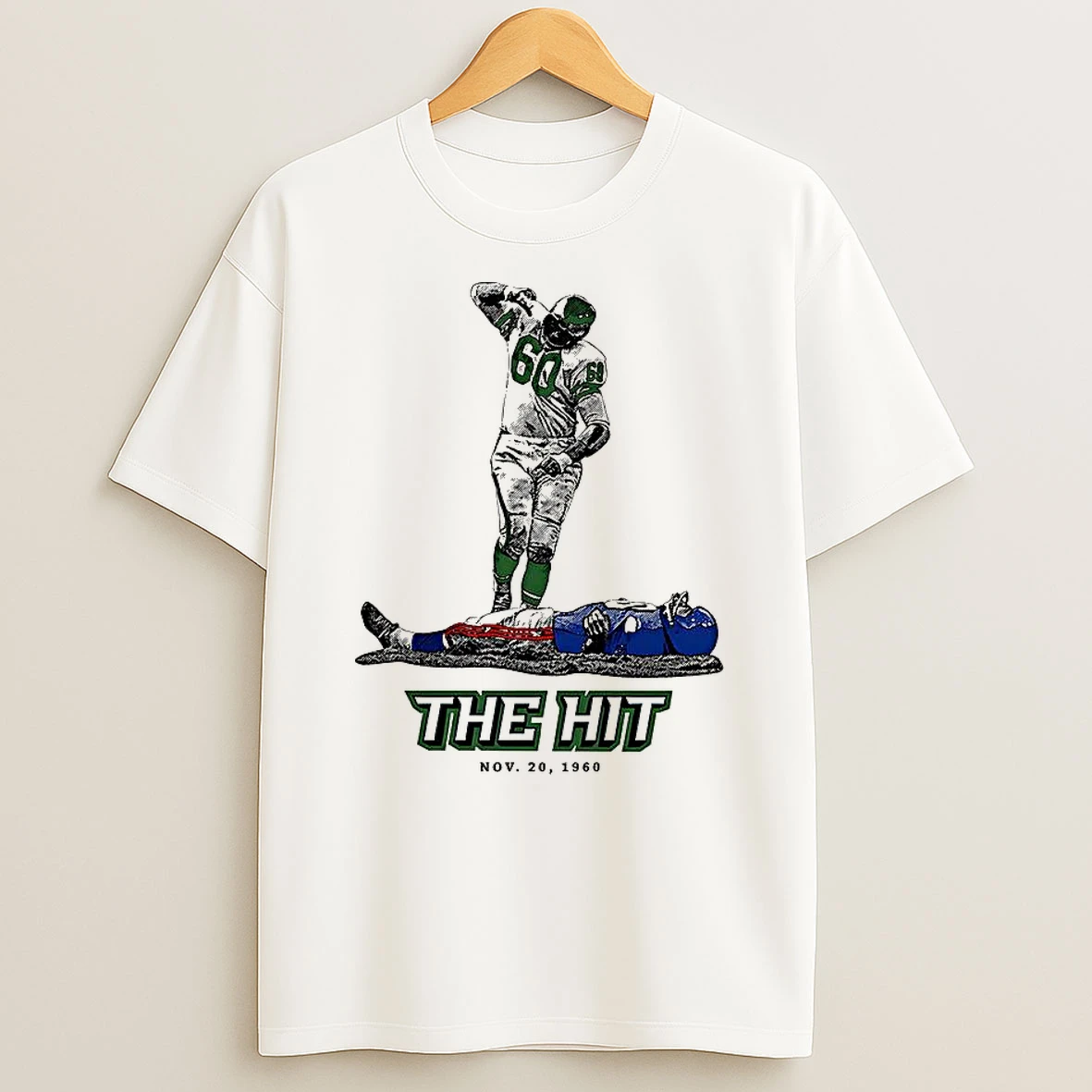 Chuck Bednarik Philadelphia Eagles Vs Frank Gifford New York Giants The Hit 1960 Shirts