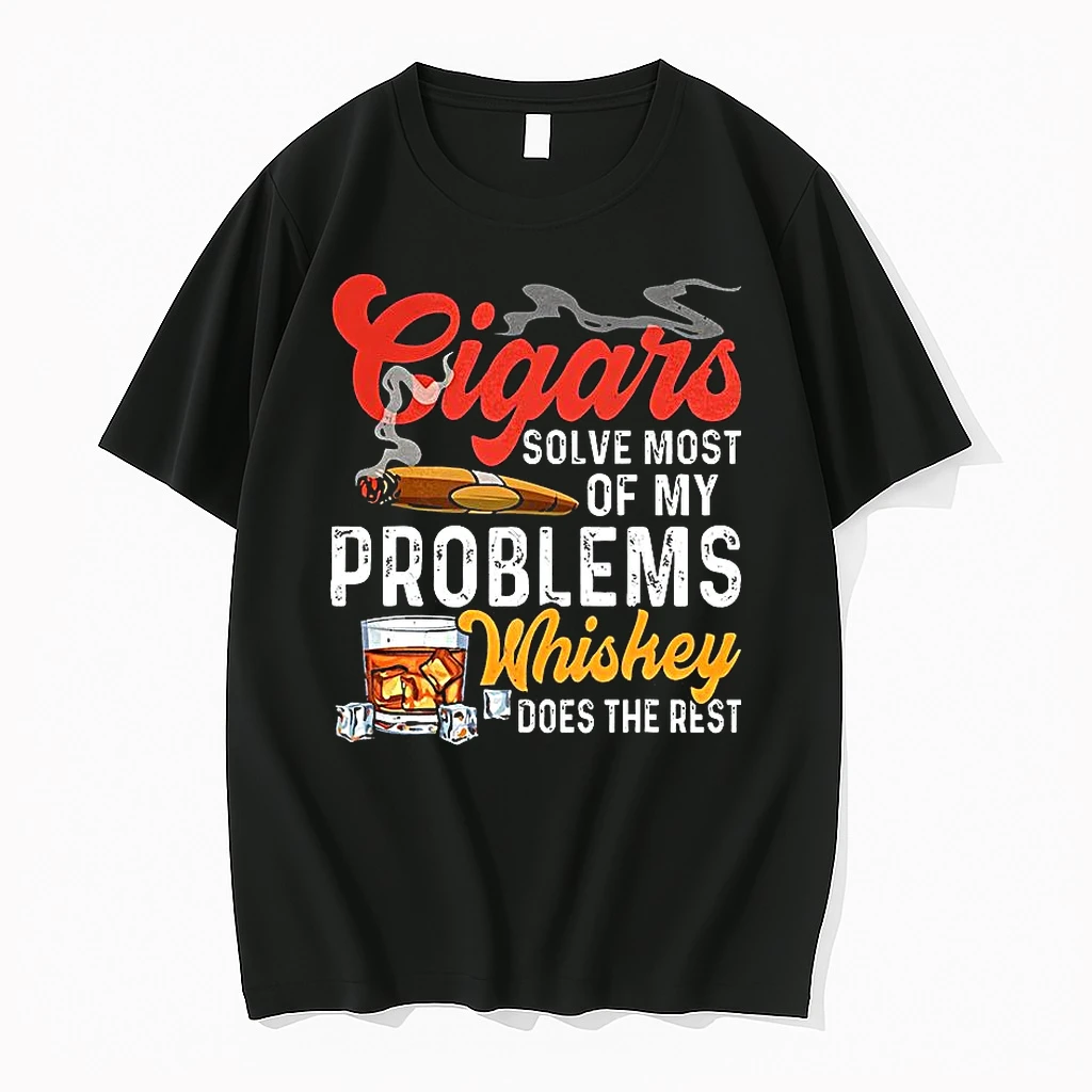 Cigars Solve Most Of My Problems And Whiskey Does The Rest Letter Shirts