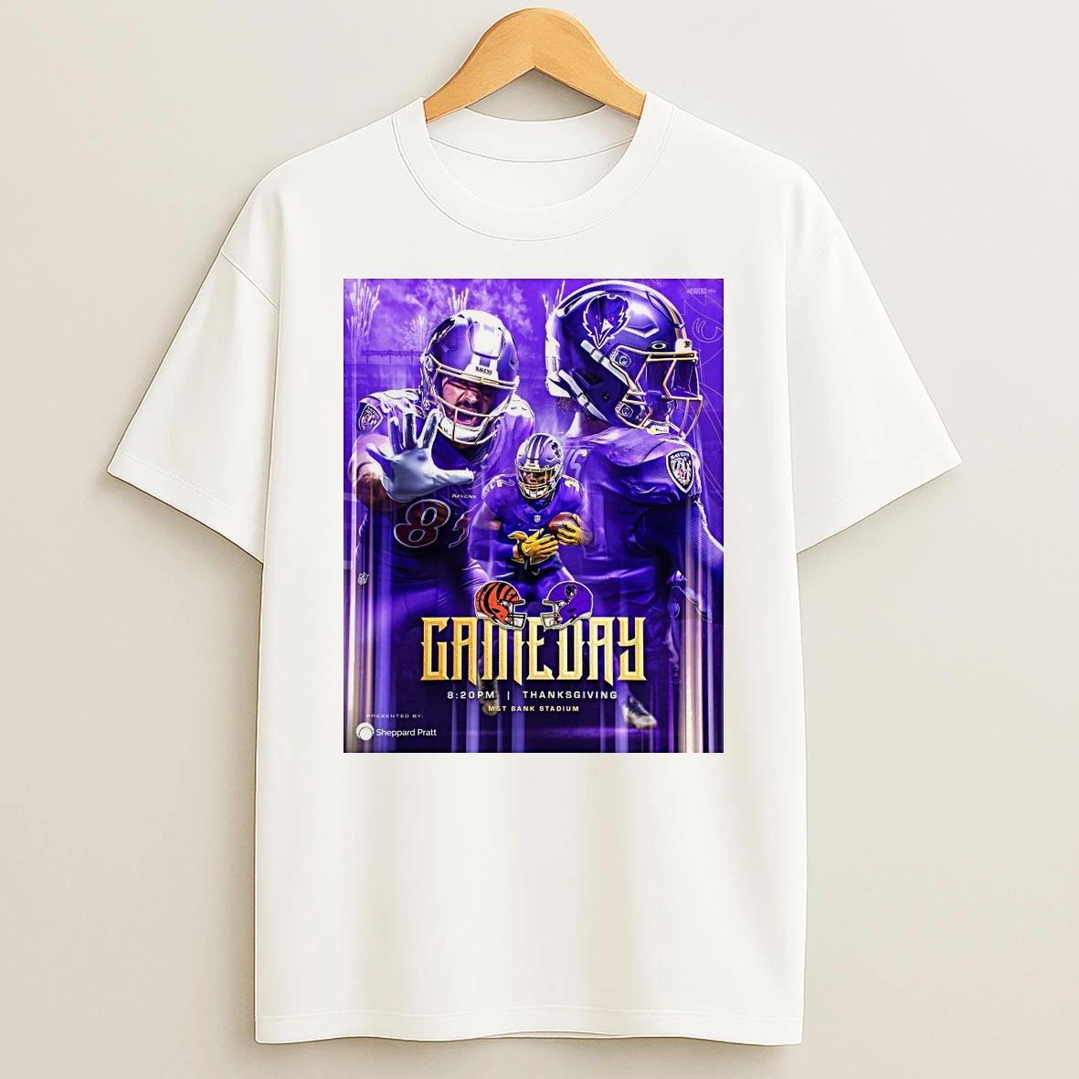 Cincinnati Bengals Vs Baltimore Ravens Nfl Gameday Thanksgiving Mt Bank Stadium 2025 Shirts