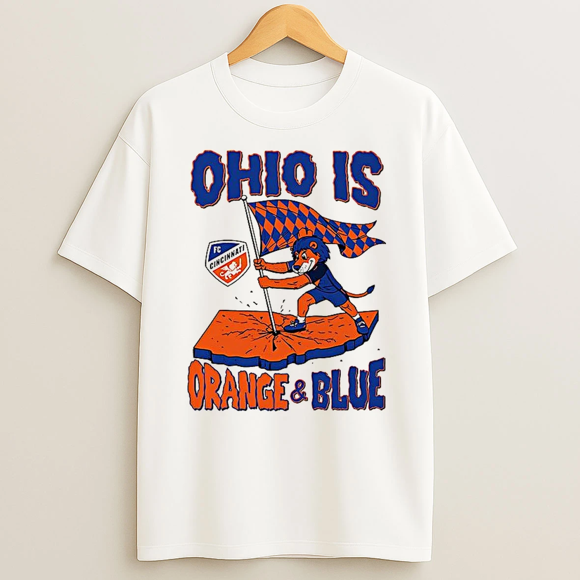 Cincinnati Fc Ohio Is Orange And Blue Flag Mascot Shirts