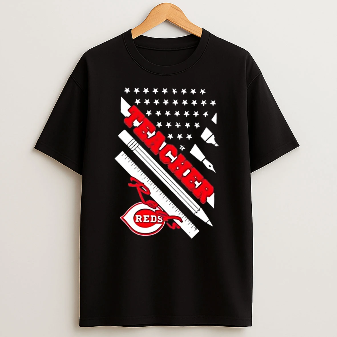 Cincinnati Reds Baseball X Teacher American Flag Shirts