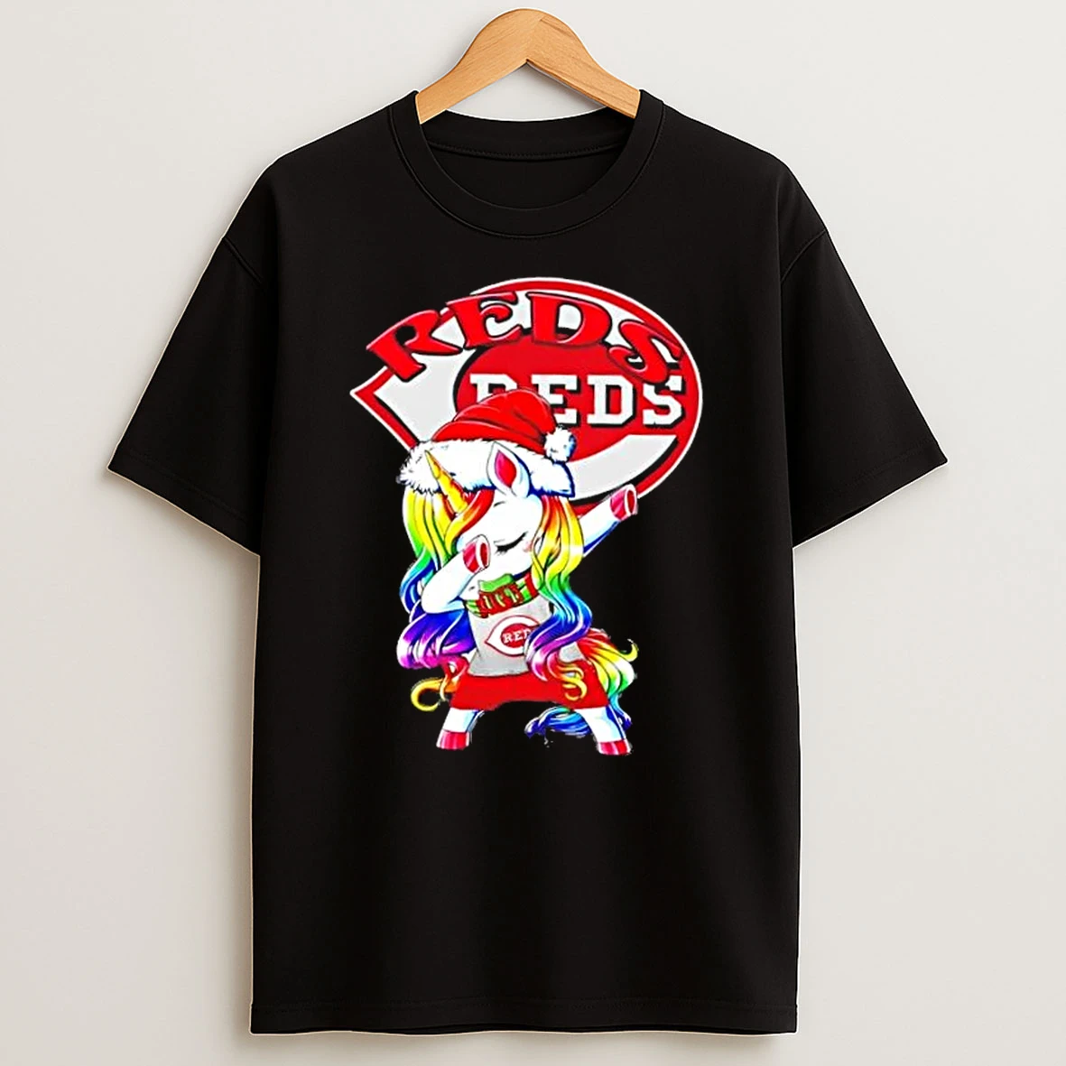 Cincinnati Reds X Unicorn Santa Hat Dabbing Merry Christmas Shirts