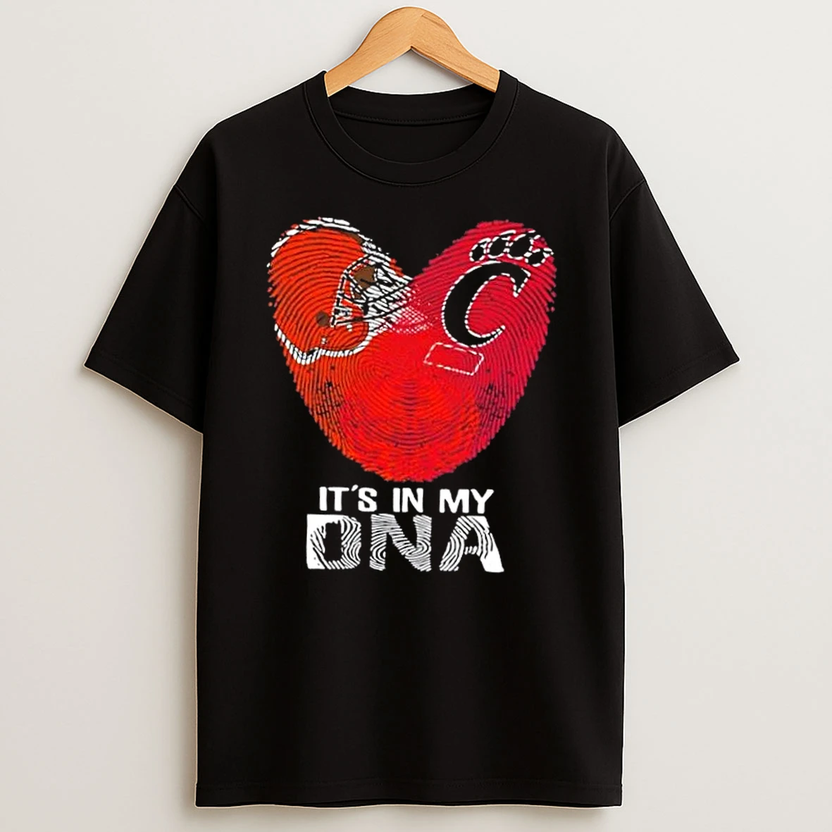 Cincinnati Sports Cleveland Browns X Cincinnati Bearcats Its In My Dna Fingerprint Heart Shirts