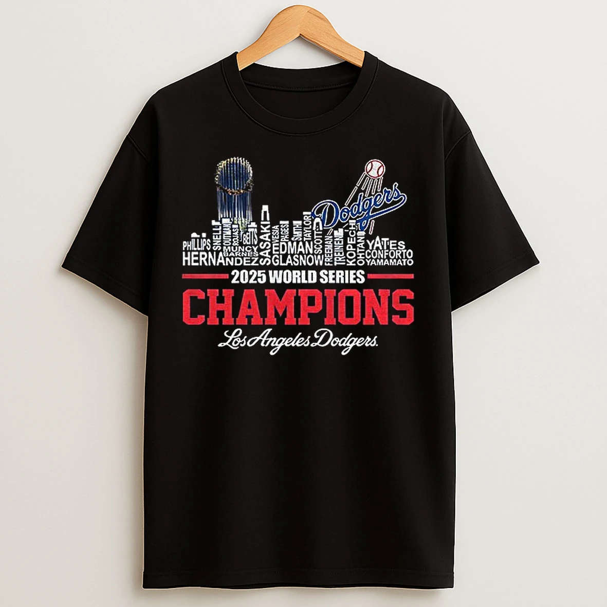 City Skyline 2025 World Series Champs Los Angeles Dodgers Mlb Baseball T Shirts