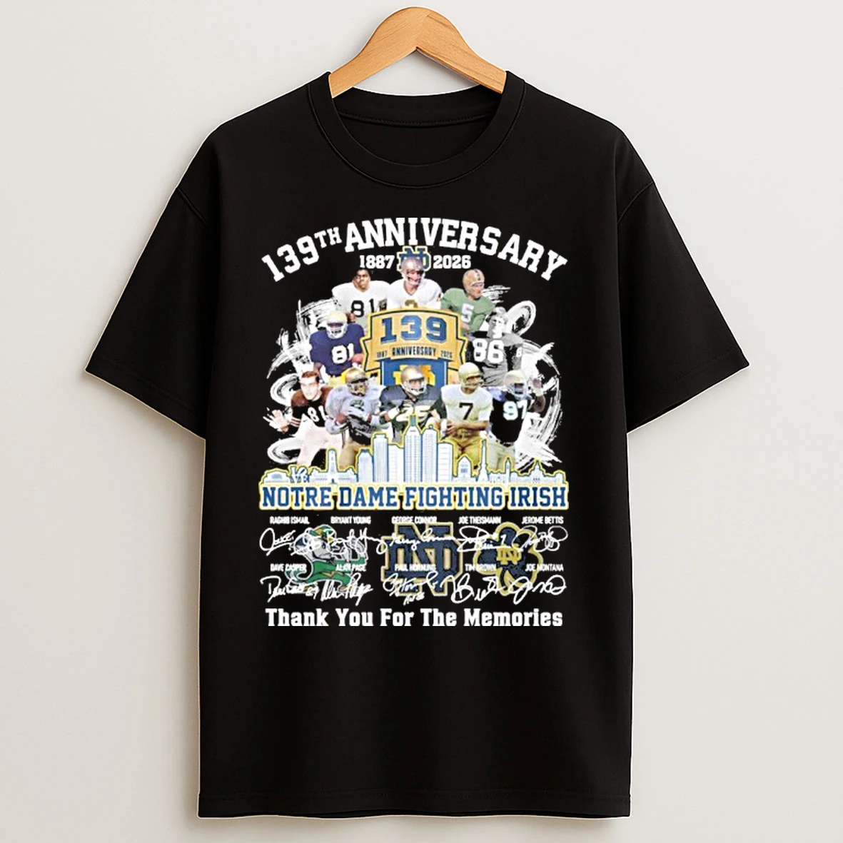 Classic 139th Anniversary 1887 2026 Notre Dame Fighting Irish Teams T Shirts