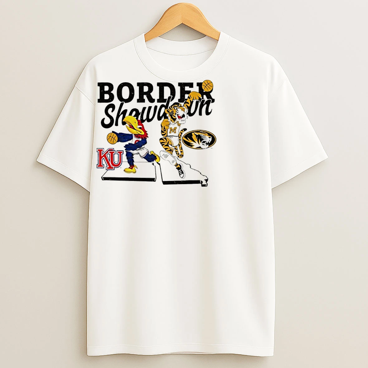 Classic 2025 Basketball Border Showdown Ku Vs Mizzou Mascot T Shirts