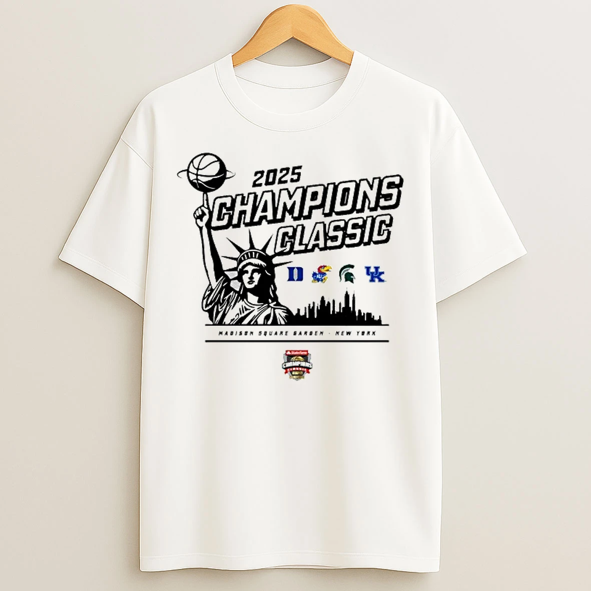Classic 2025 Champions Classic Duke Kansas Michigan State And Kentucky Madison Square Garden New York T Shirts