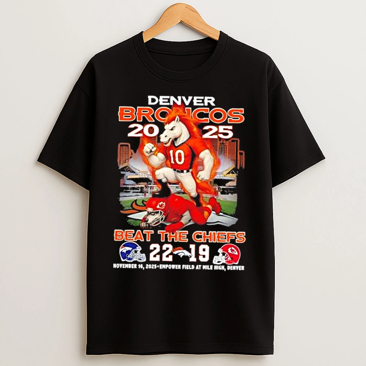 Classic 2025 Denver Broncos Beat The Kansas City Chiefs Empower Field At Mile High T Shirts